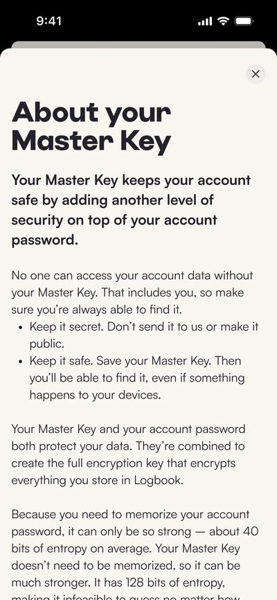 Explaining the role of the security key.