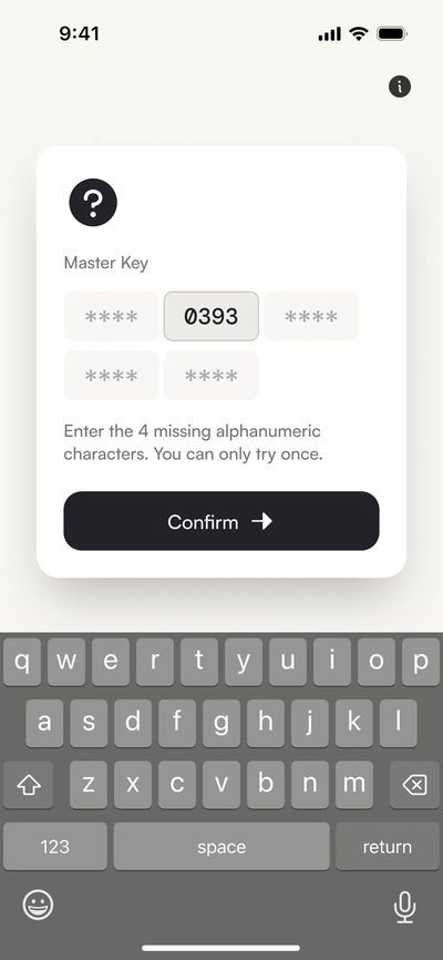 Guiding the key confirmation.